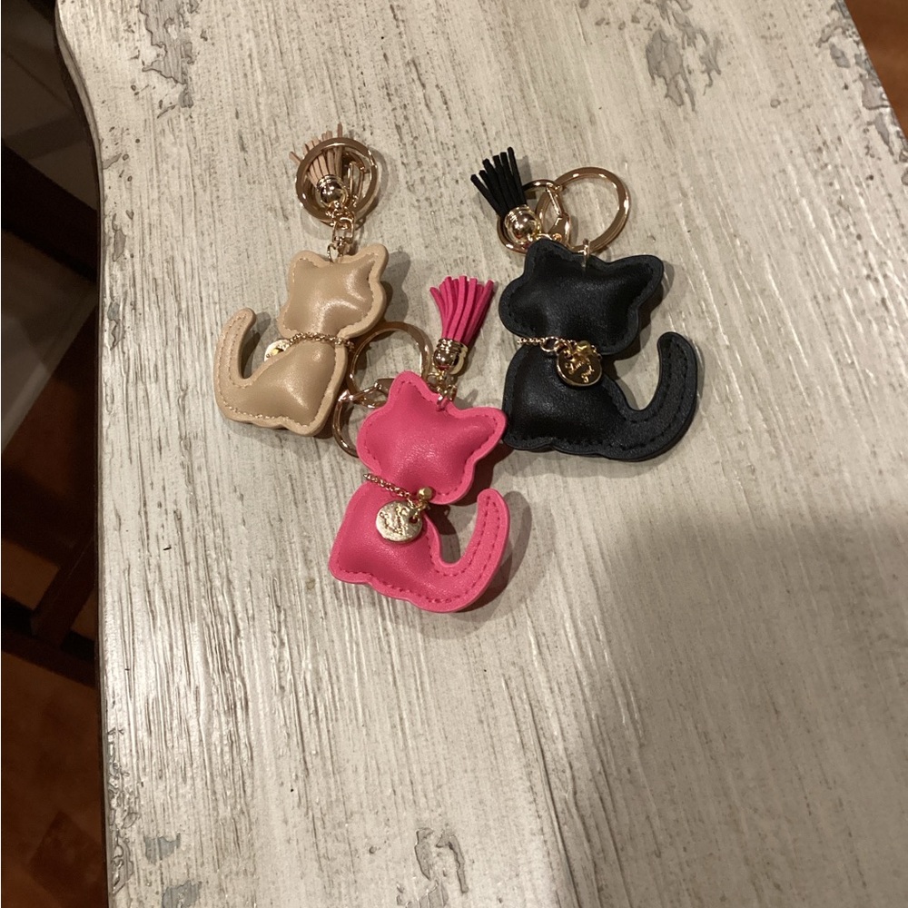 Boutique: Pink Cat Keychain with Gold Accents - Picture 6 of 6